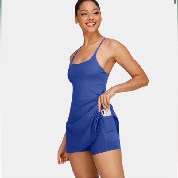 New HALARA Cloudful Activewear Dress Blue Racerback Lined L - Picture 1 of 5